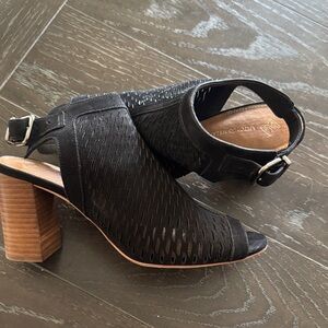 ANTONIO MELANI Black Peep-Toe Block Heels